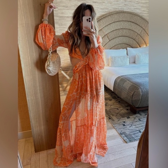 12th Tribe Daphnie Orange Maxi Dress - Picture 1 of 10